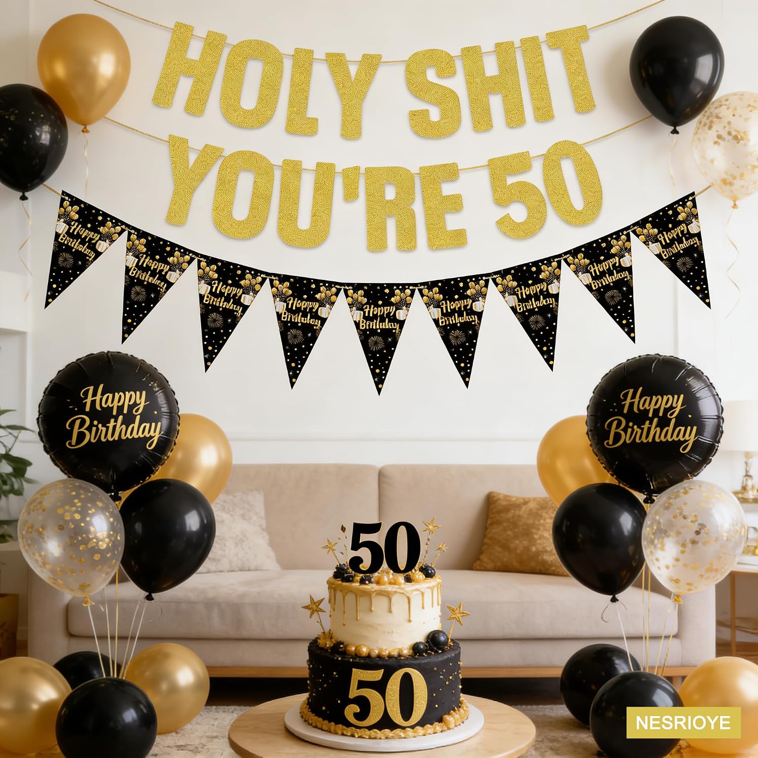 Thumbnail 1 de 50th Birthday Banner and Garland Kit