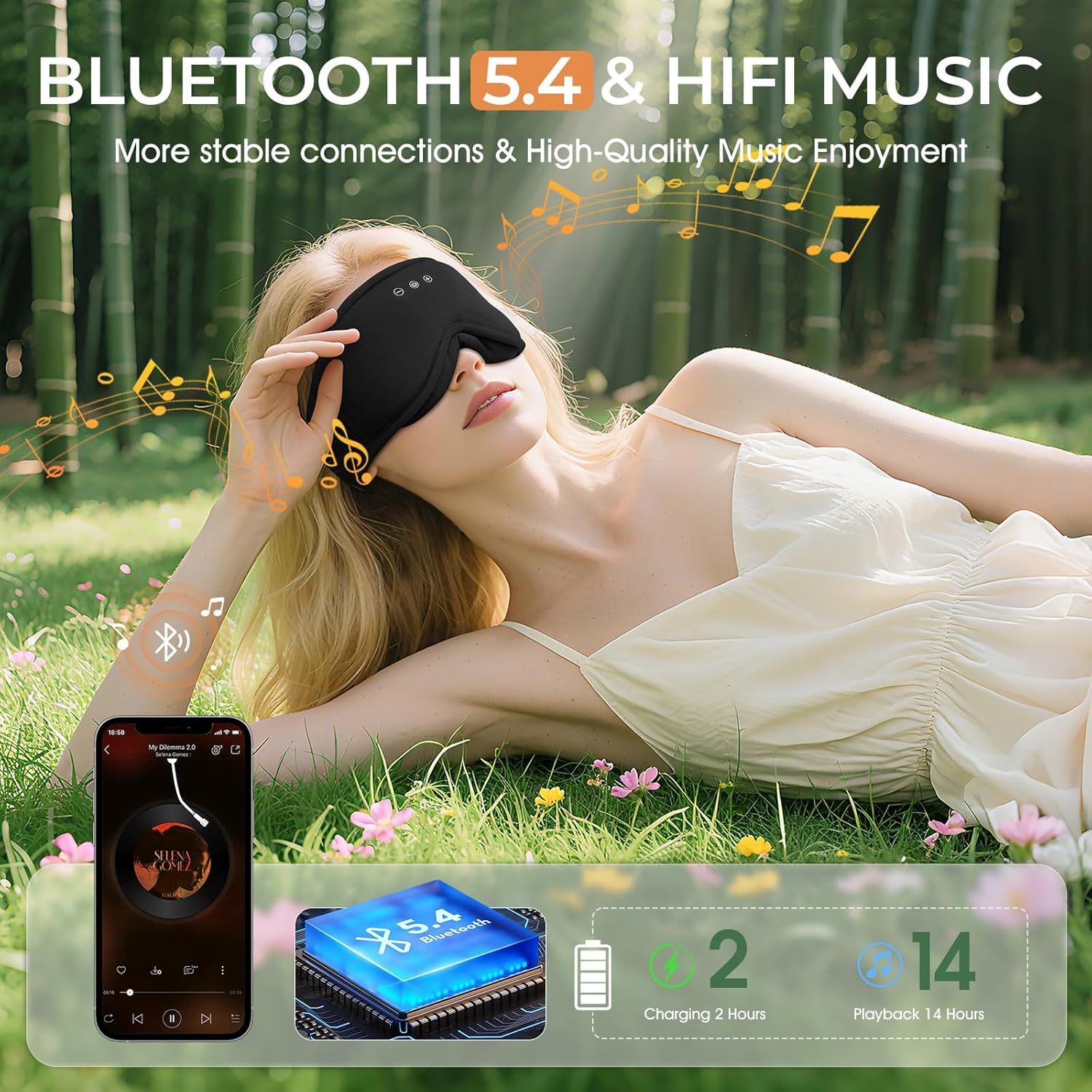 Thumbnail 4 de MUSICOZY Bambus-Baumwolle Schlafmaske Bluetooth 14h