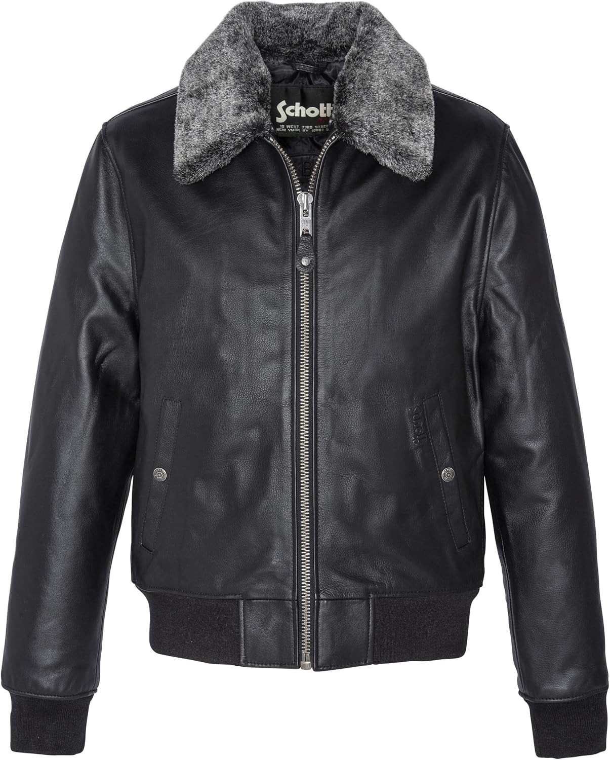 Detalle 2 de Schott NYC Lc930d Blouson Homme en cuir noir - taille XL