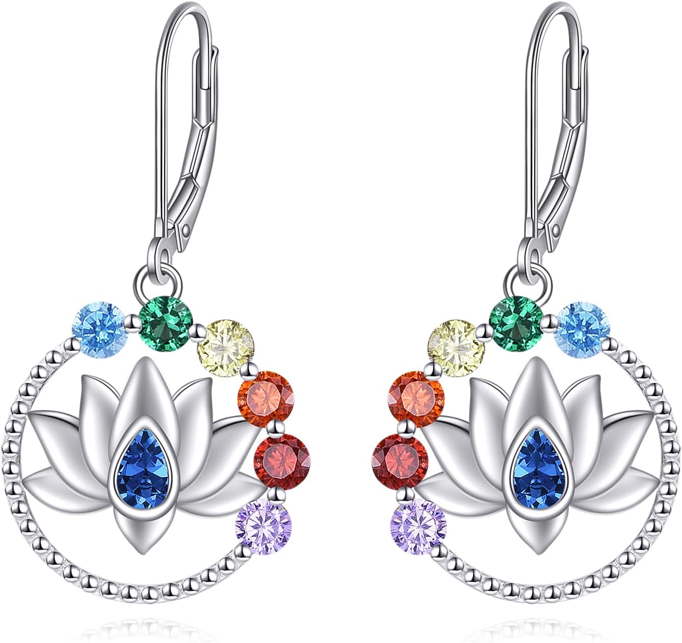 Thumbnail 6 de Lotus Engel Ohrringe aus 925 Sterling Silber – 7 Chakra Tropfen für Damen