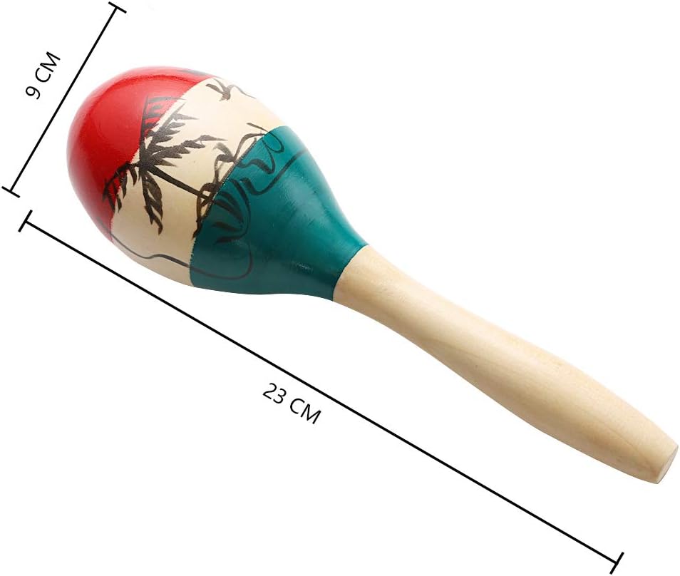 Detalle de Musfunny Maracas Große – bunte Holz-Rumba Shaker, Hand Percussion für Party und Spiel