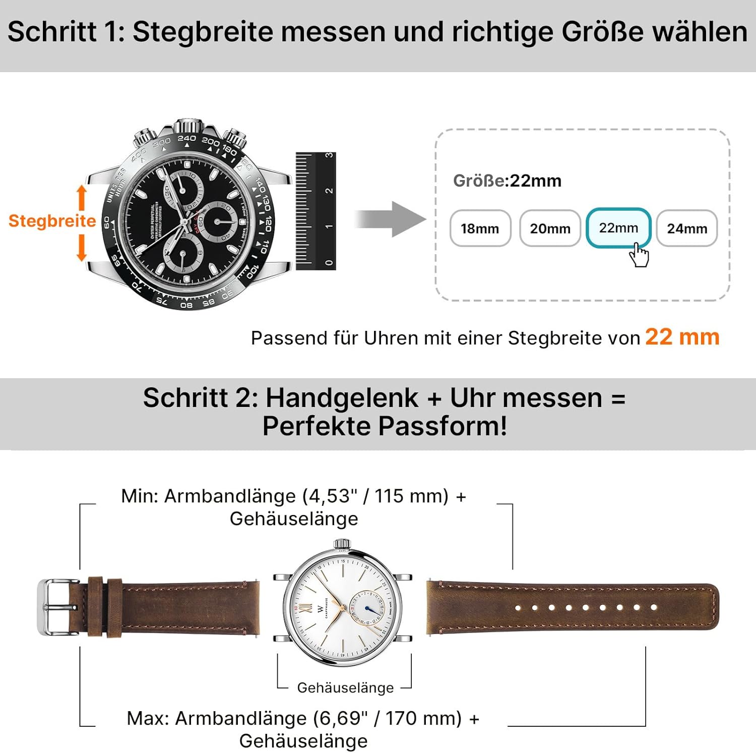 Thumbnail 3 de Fullmosa Echtleder 22mm Schnellwechsel Armband