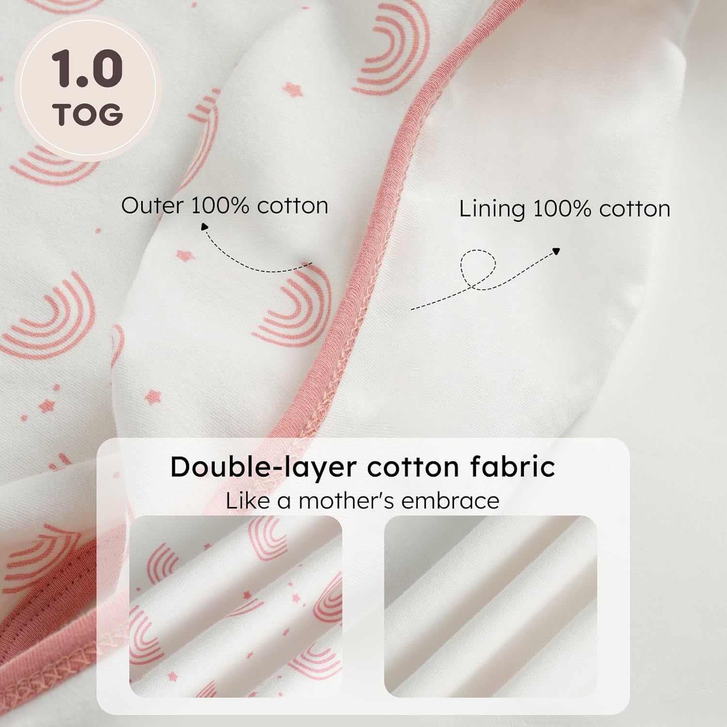Thumbnail 2 de Unnivoll Baby Schlafsack mit Füßen 1,0 Tog – Baumwoll-Schlafsack für Jungen und Mädchen, 70–100 cm