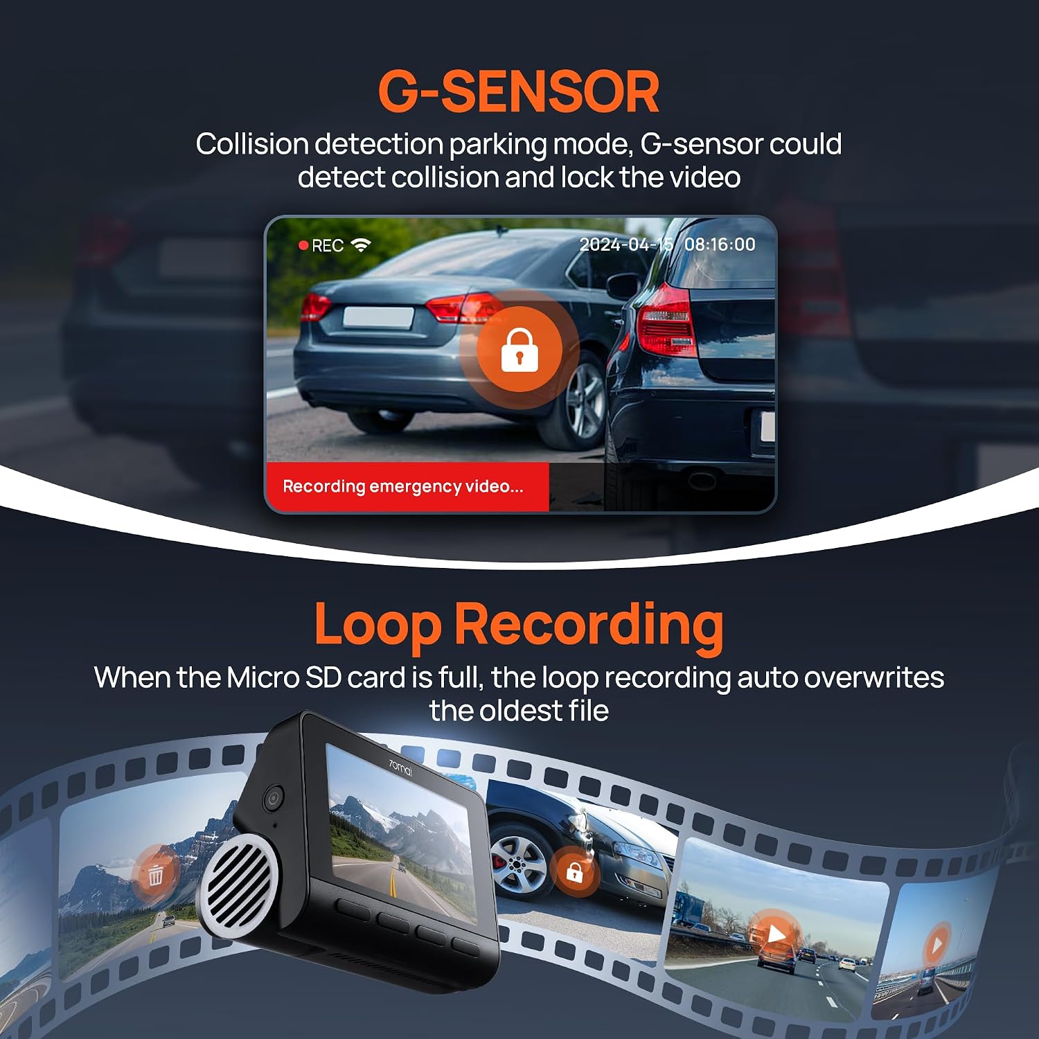 Thumbnail 6 de 70mai A800S-1 4K Front and Rear Dash Cam with GPS and ADAS