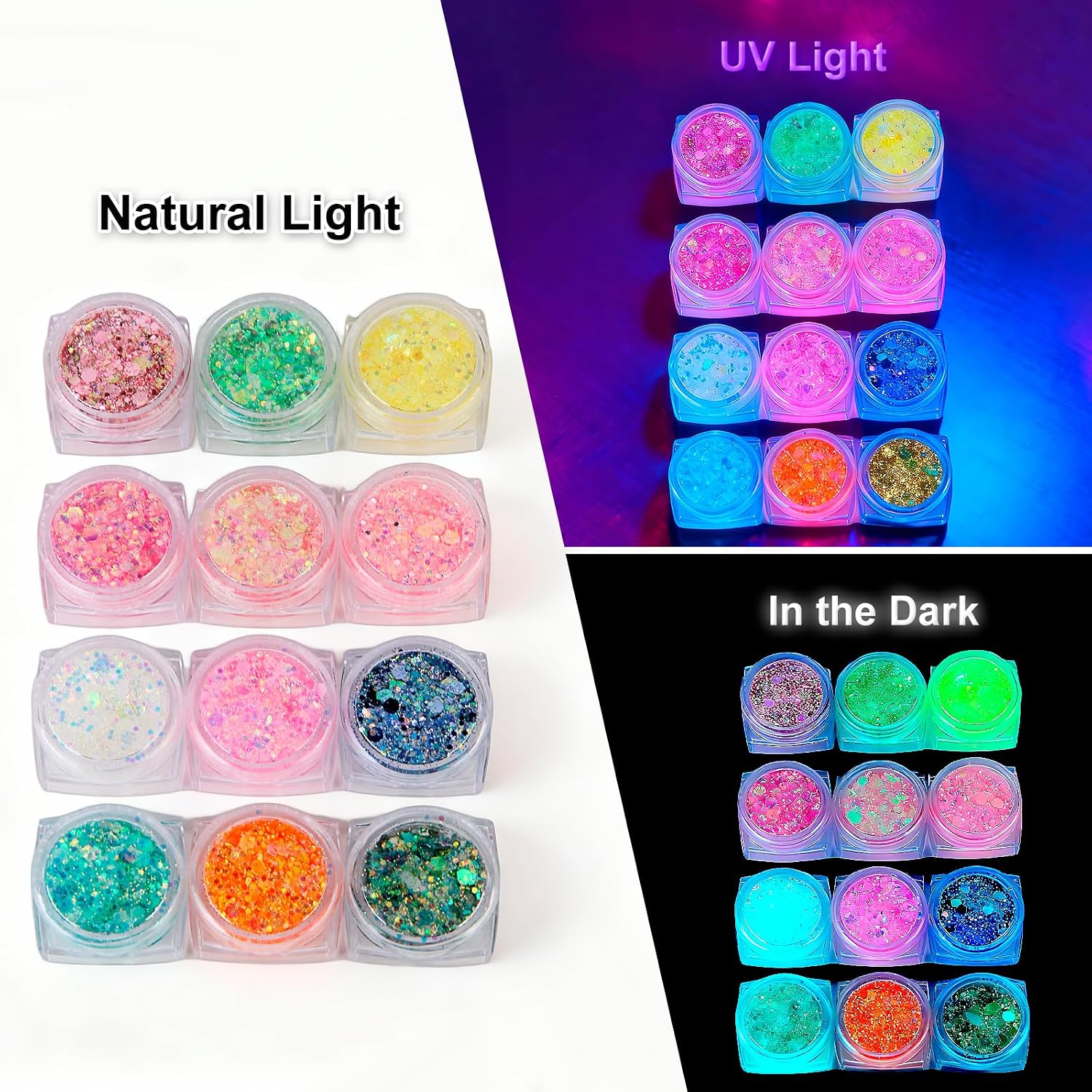 Thumbnail 2 de 12 Farben Glitzer Gesicht Gel Set