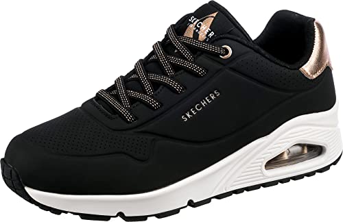 Detalle de Skechers Donna Uno Shimmer Away Trainers – Black Durabuck 38 EU
