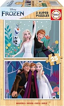 Detalle de Educa - Frozen | 2 Puzzles Infantiles de Madera 🧩