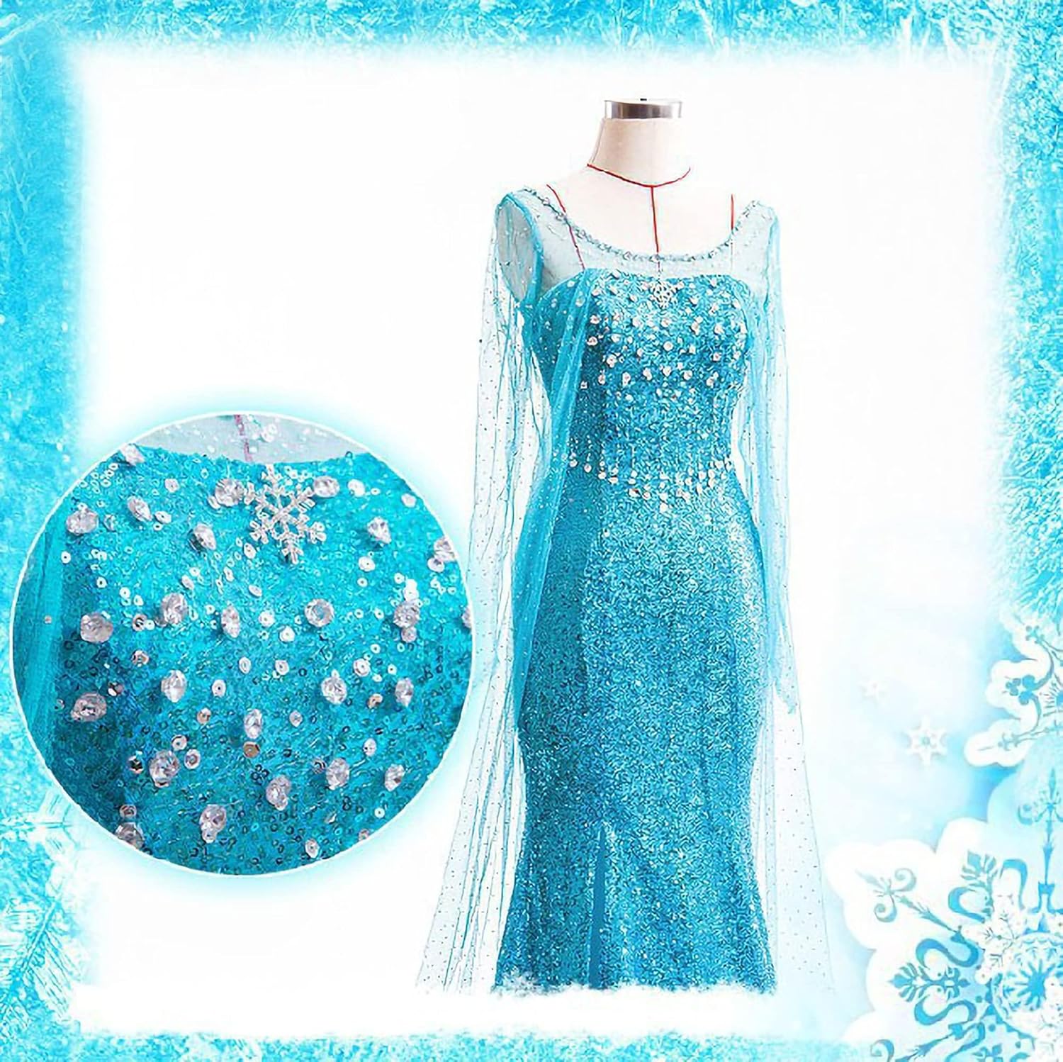 Thumbnail 5 de YOSICIL Elsa Prinzessin Kostüm Blau Größe M