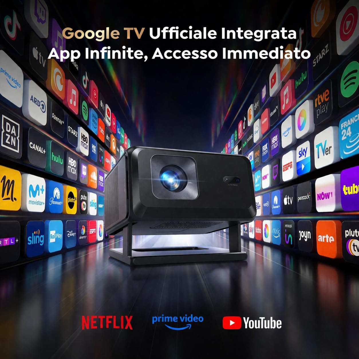 Thumbnail 1 de Proiettore 4K con Google TV e autofocus AI TP3 (tiro ultracorto, 6D keystone, Wi‑Fi 6, Bluetooth 5.3)