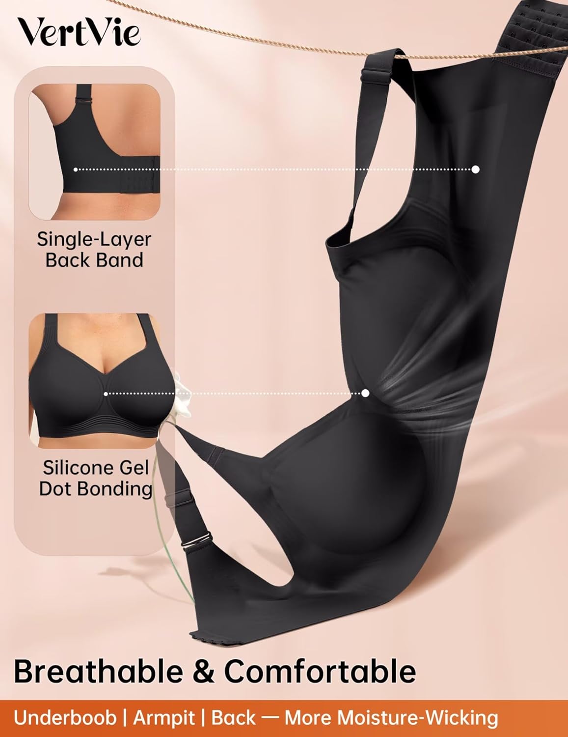 Thumbnail 6 de Vertvie Wirefree Gel Bra for Women (Plus Size) — Full Support, Back Coverage