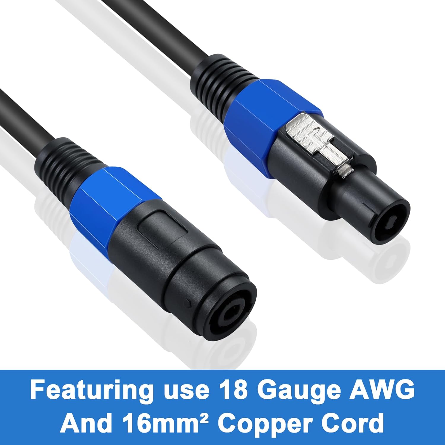 Thumbnail 2 de Maxhood 1.5ft Speakon Cable (Male to Female), 18AWG – Robust Locking Speaker Cable for DJ/PA
