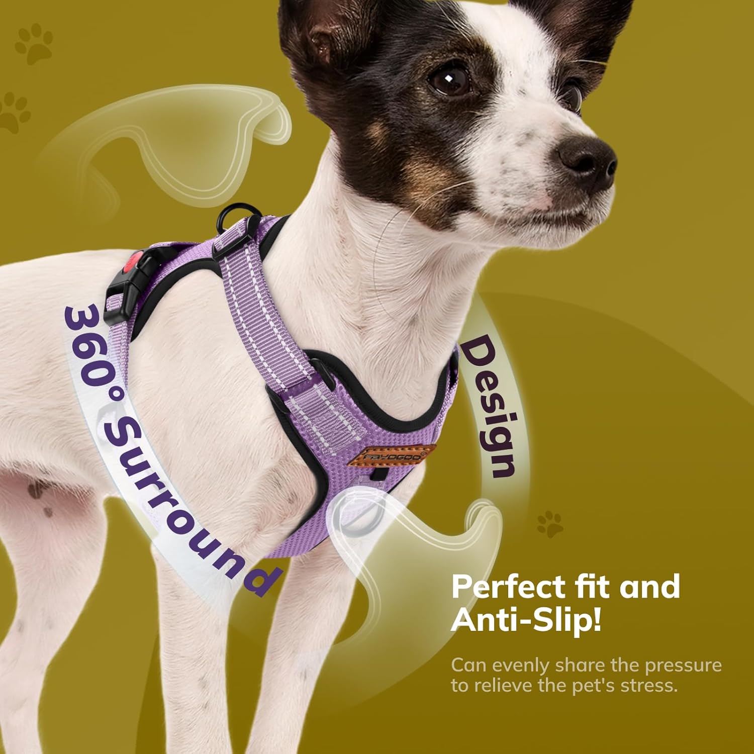 Detalle de FAYOGOO Front Clip Adjustable Reflective Dog Harness & Lead Set – UK Suitable for Small to XL Dogs