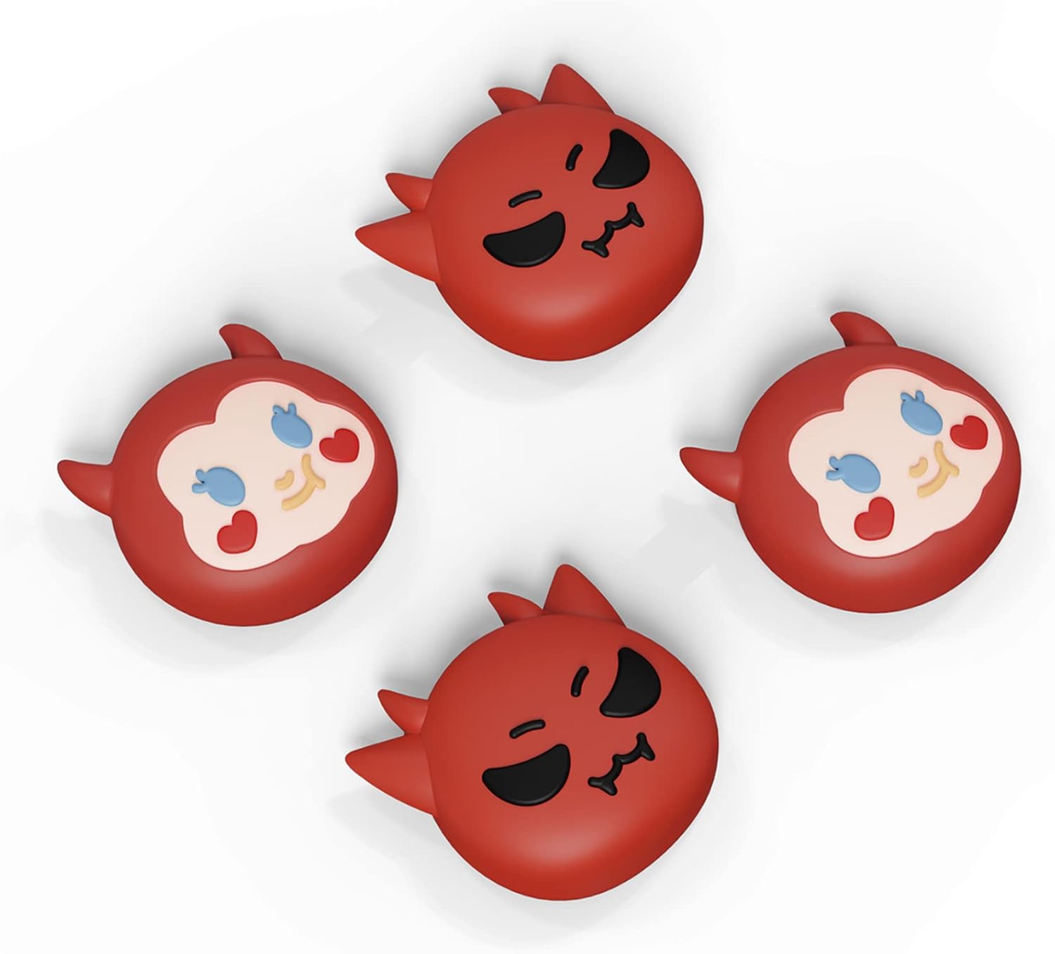 Detalle 2 de playvital Thumb Grips for Nintendo Switch (Switch Lite & OLED) – Red Little Devils silicone caps
