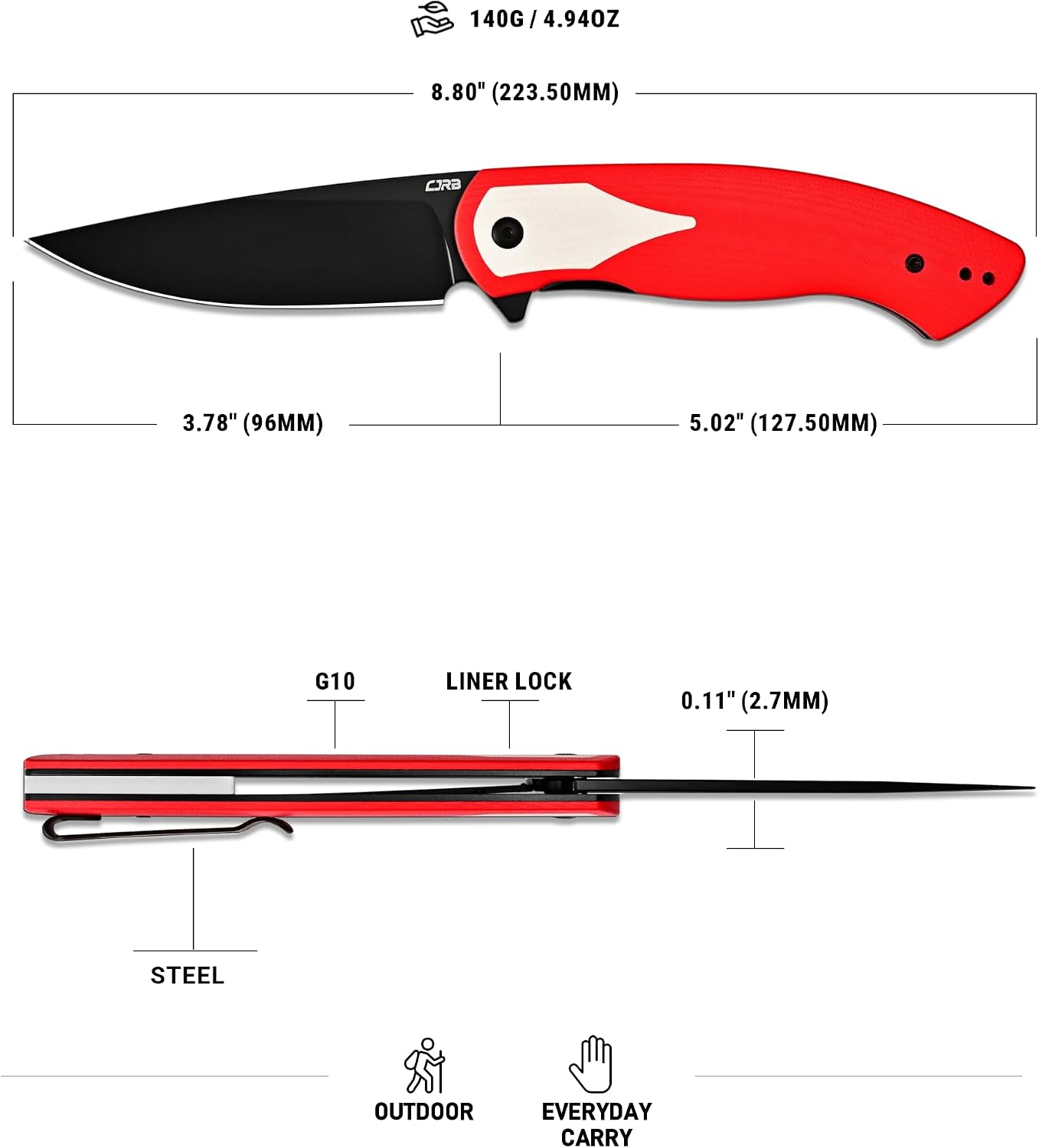 Detalle 2 de CJRB Folding Knife, AR-RPM9 Steel