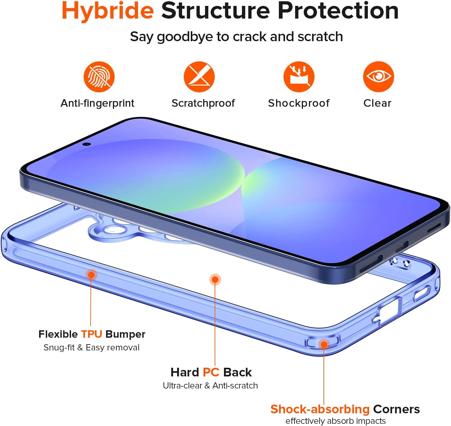 Thumbnail 2 de ivoler 3-in-1 Cover for Samsung Galaxy A57 5G with 2-pack Screen Protector (Military anti-shock) – Transparent Blue