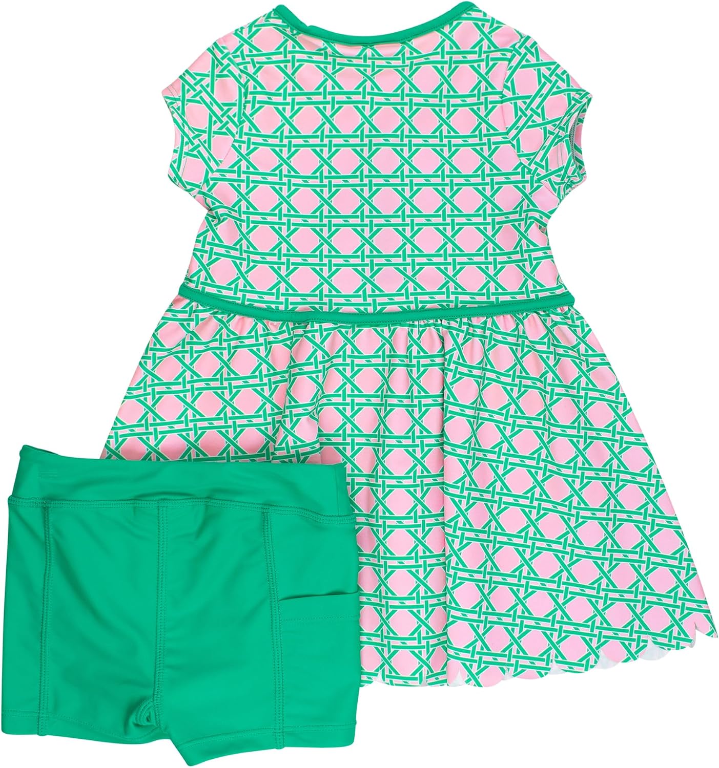 Detalle 2 de RuffleButts Girls' Dress and Bike Shorts Set
