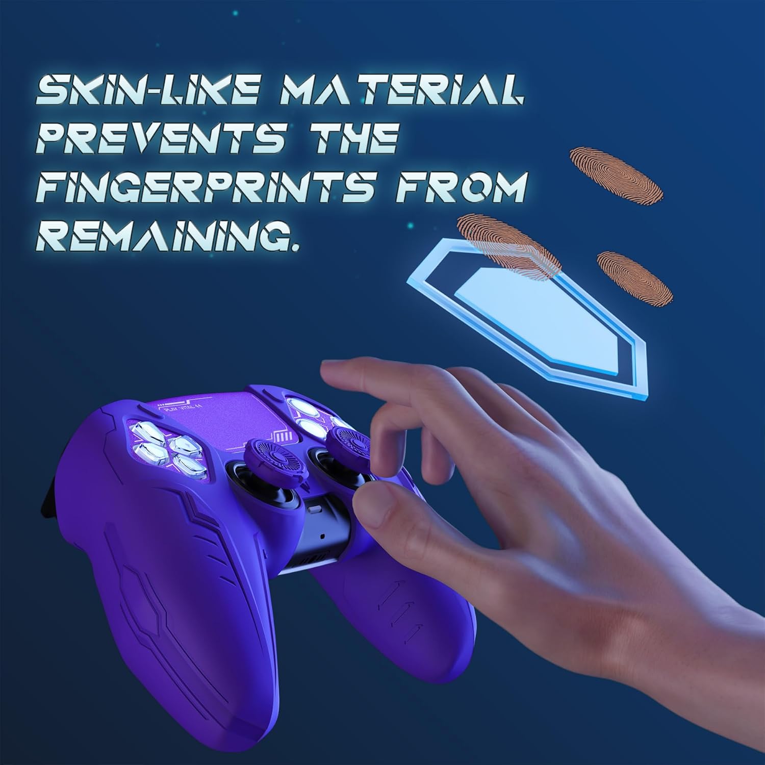 Thumbnail 3 de PlayVital PS5 Controller Silicone Grip Skin (CyberMech Purple) – Anti-slip protection for the official charging dock