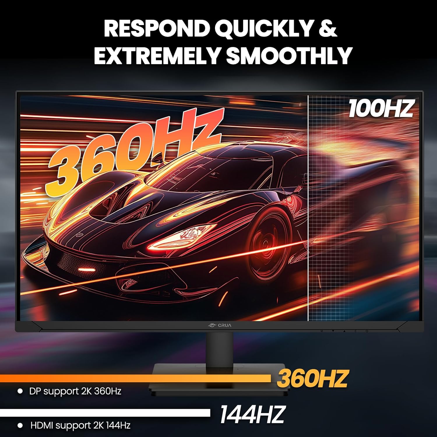 Detalle 2 de CRUA 27'' Gaming Monitor: 360Hz, 1440p IPS, FreeSync, Built-in Speakers