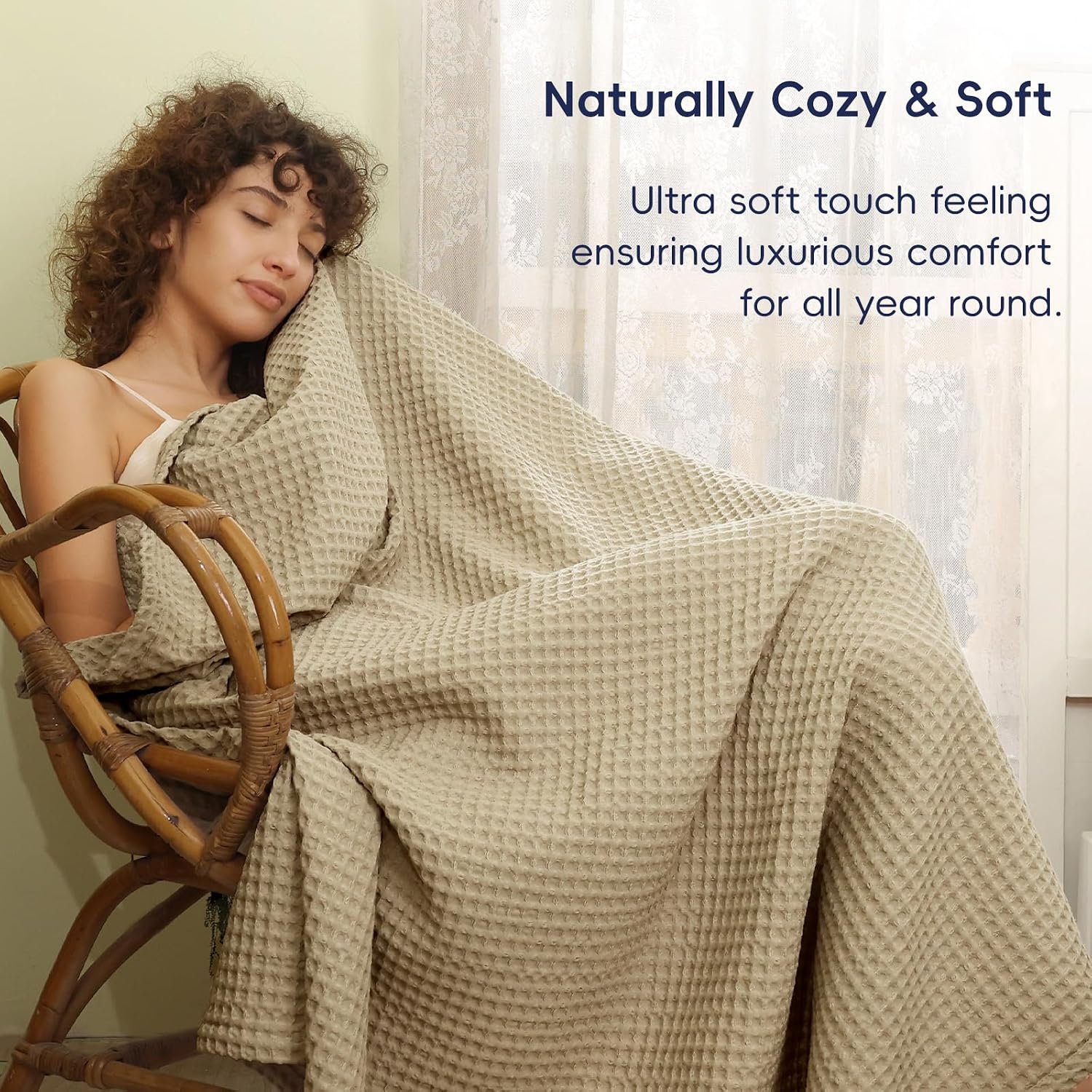 Detalle de PHF Waffle-Weave Throw Blanket 50" x 60