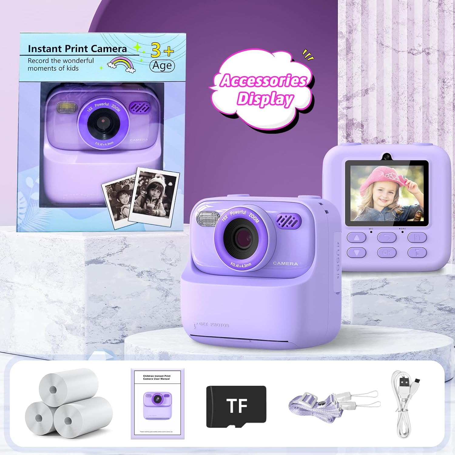 Thumbnail 6 de Cimizi P79 Kids Instant Print Camera, Dual-Lens 1080p Video, 2.4-Inch LCD