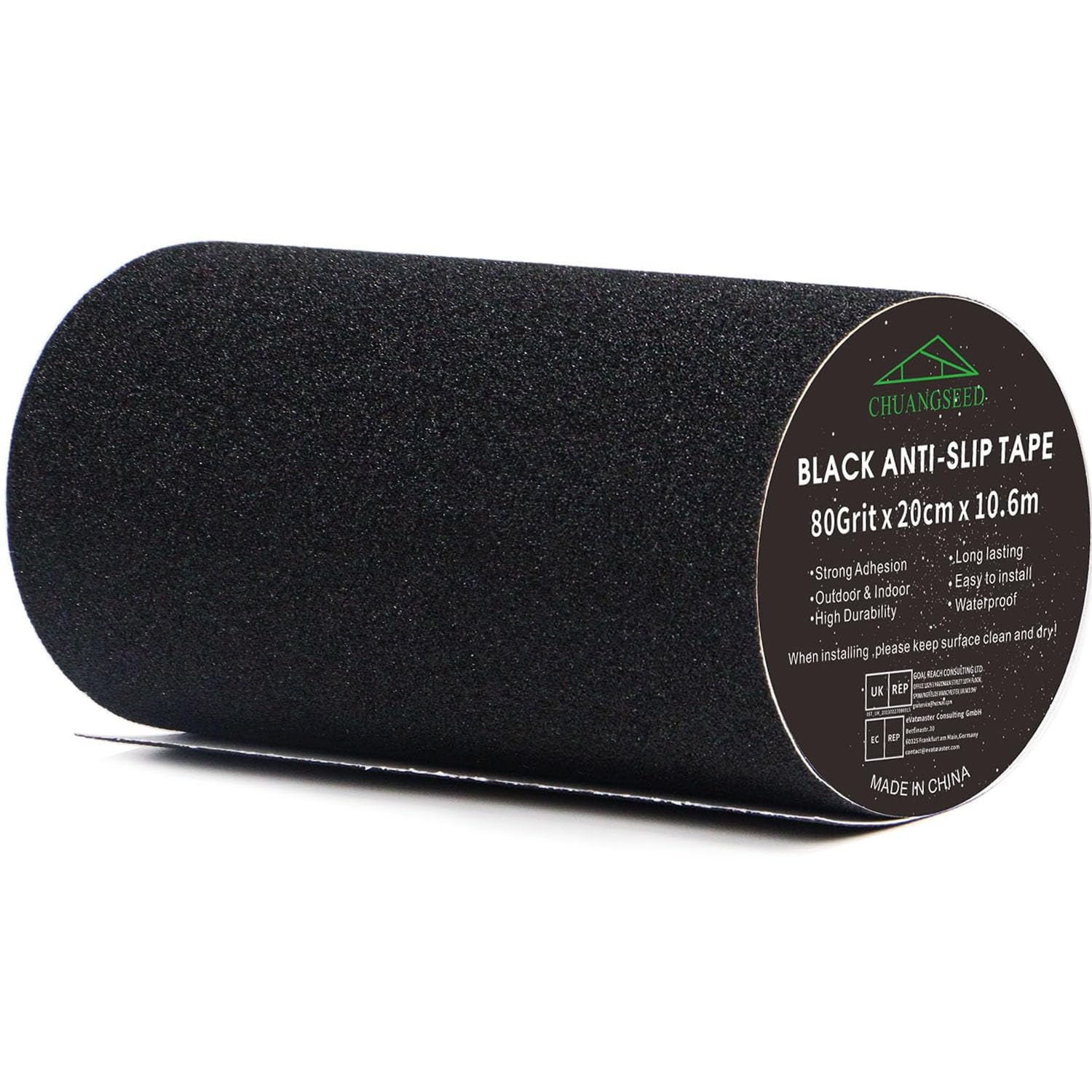 Detalle de CHUANGSEED Heavy Duty Black Anti Slip Tape 8" x 35Ft – High Traction for Indoor & Outdoor Use