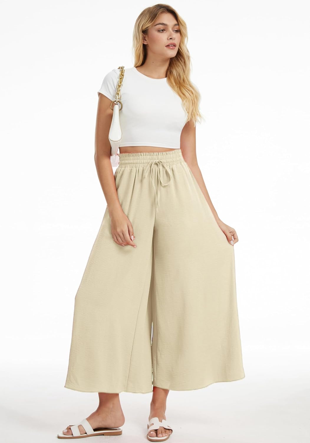 Thumbnail 4 de WUWUSKY Women's Elasticated High Waist Palazzo Trousers