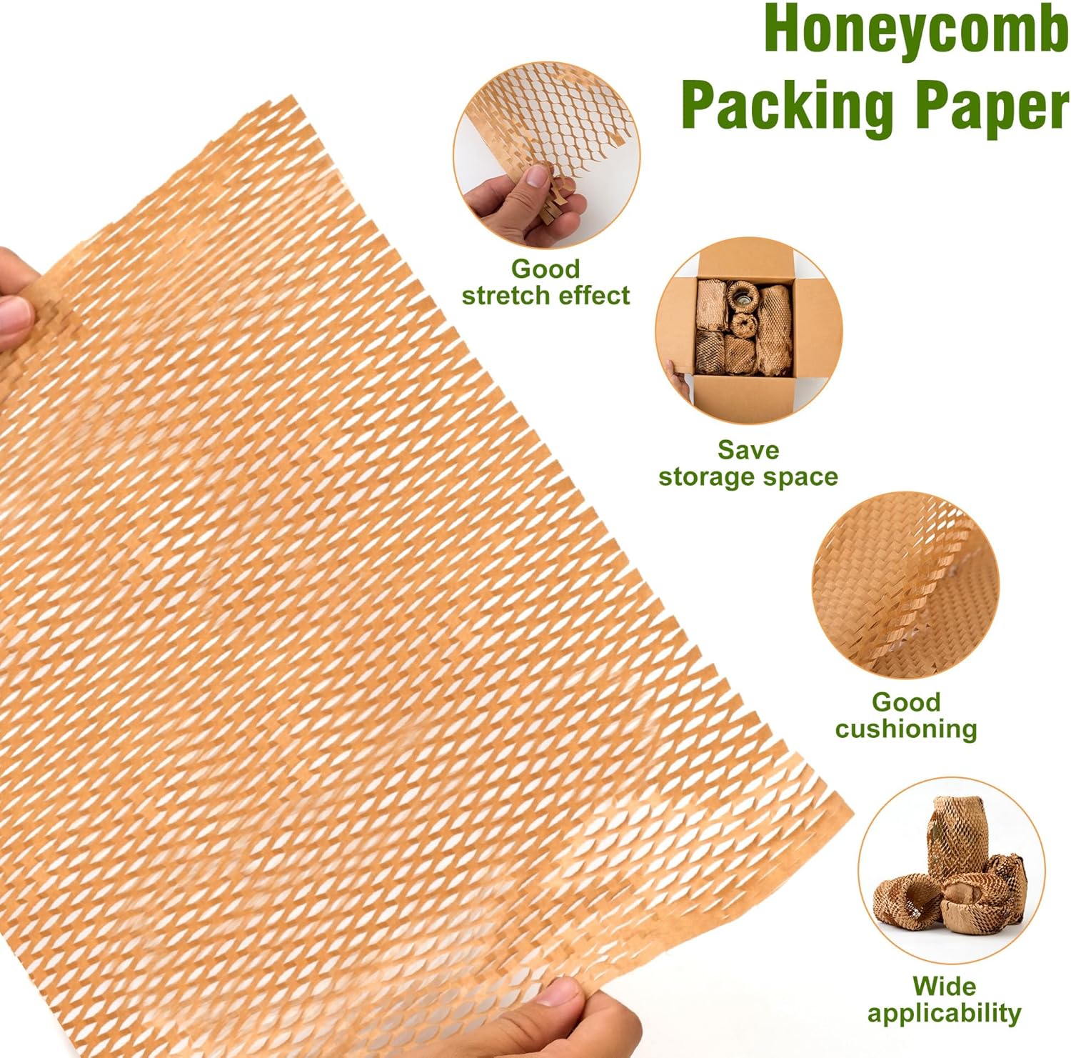 Detalle 1 de LuckyGuard CY160 Honeycomb Packing Paper, 12" x 200 ft with 20 Fragile Stickers