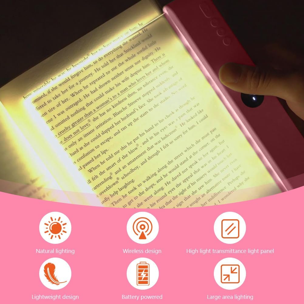Thumbnail 5 de HOTUT Lightwedge Leselampe – Tragbare, ultradünne Buchlampe mit Augenschutz, Rosa