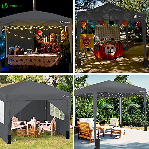 Detalle de VOUNOT 3m x 3m Pop Up Gazebo with Sides & 4 Weight Bags – Grey