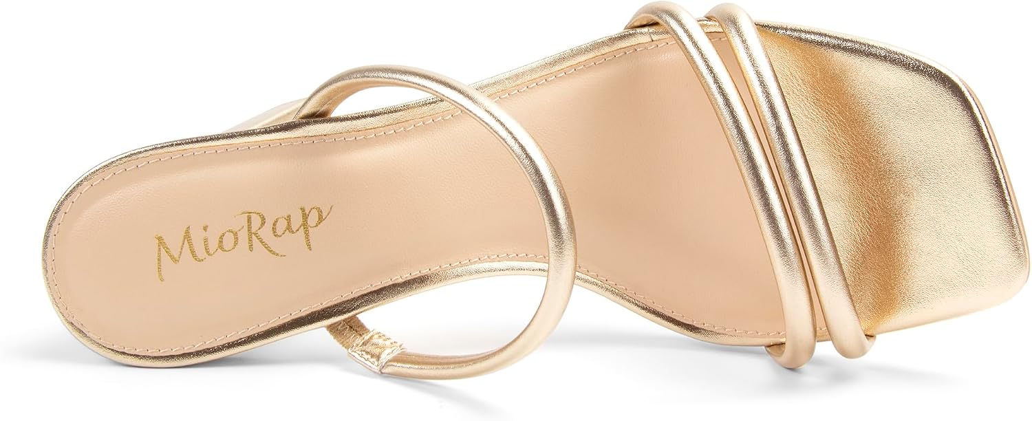 Detalle de Miorap Square Open Toe Heels: Strappy Square-Toe Block Heeled Sandals for Women