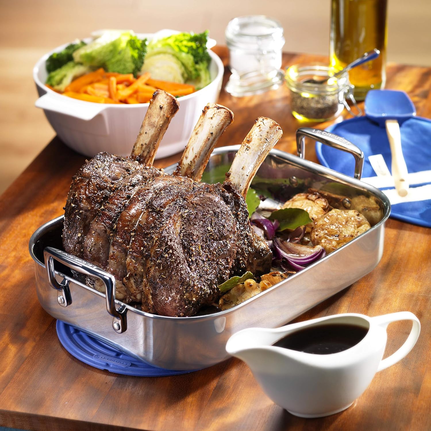 Thumbnail 1 de Le Creuset 3-Ply Stainless Steel Rectangular Roaster, 35 cm – A practical all-rounder for roasting and more