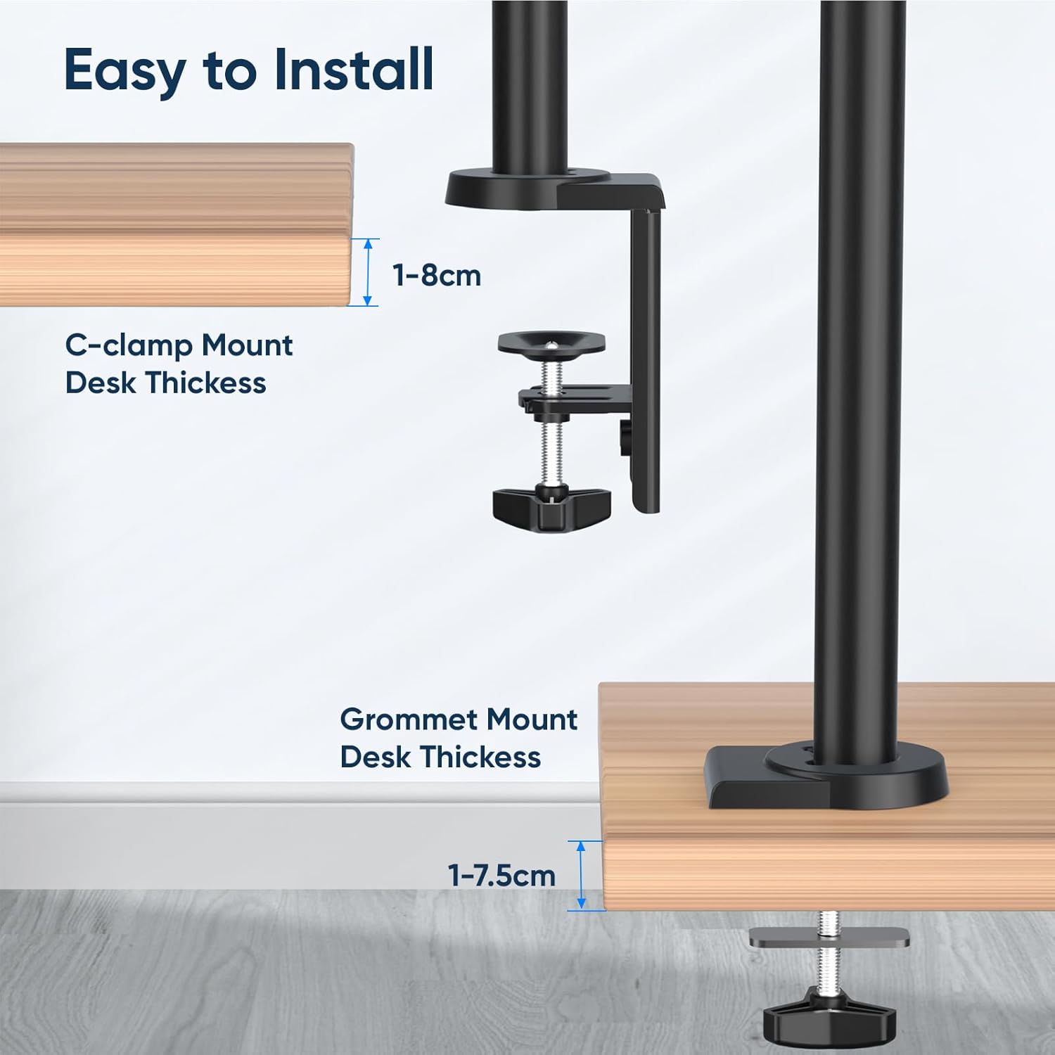 Detalle 2 de Supporto triplo per monitor EP Gear a molla