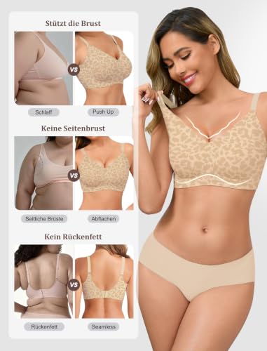 Detalle de Vtelor Bügelloser Push-up BH Damen – Starker Halt und nahtloser Tragekomfort für große Brüste