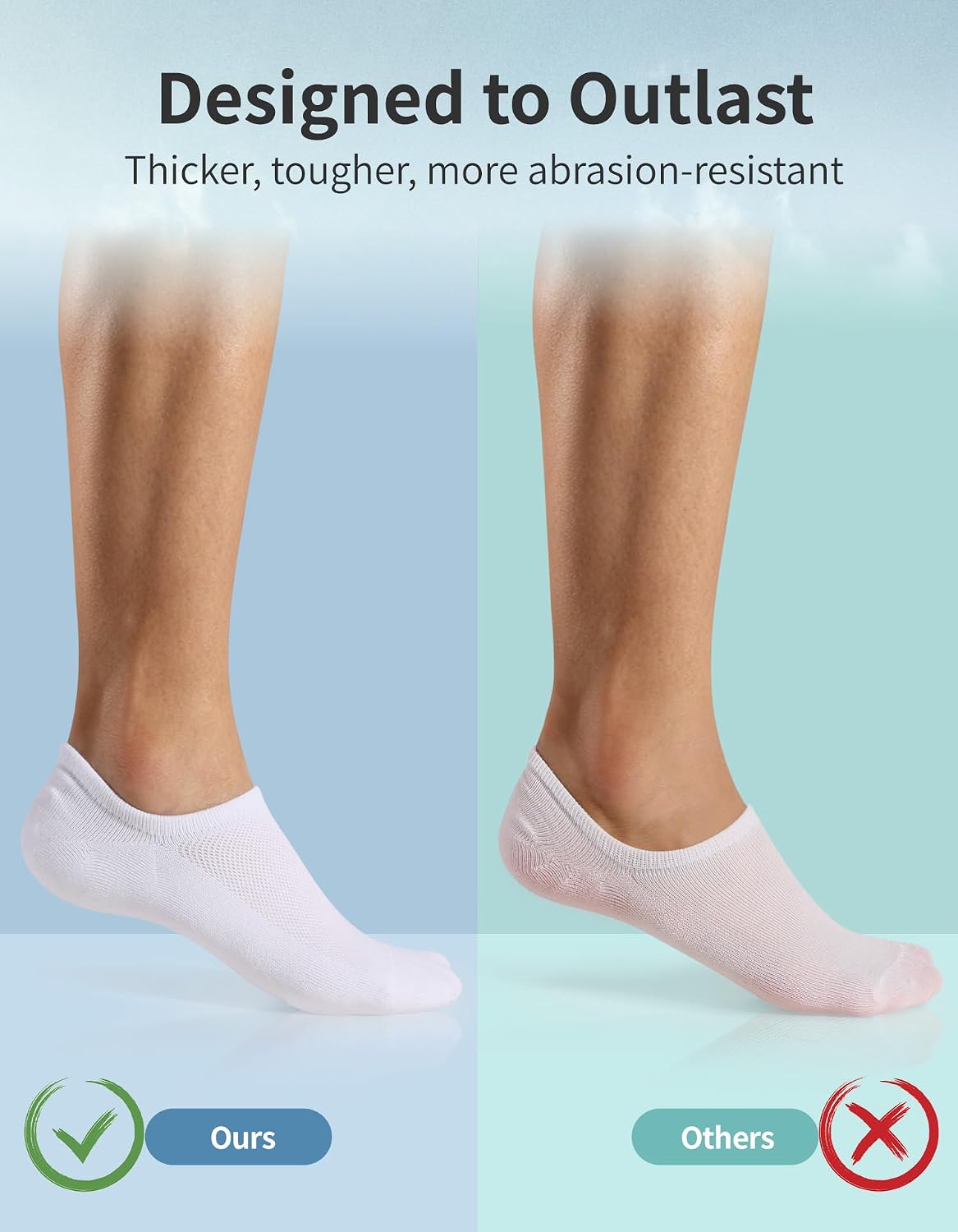 Detalle de CLOSEMATE Mens Trainer Socks: Non-Slip Invisible No Show Cushioned Low Cut Socks (6 Pairs)