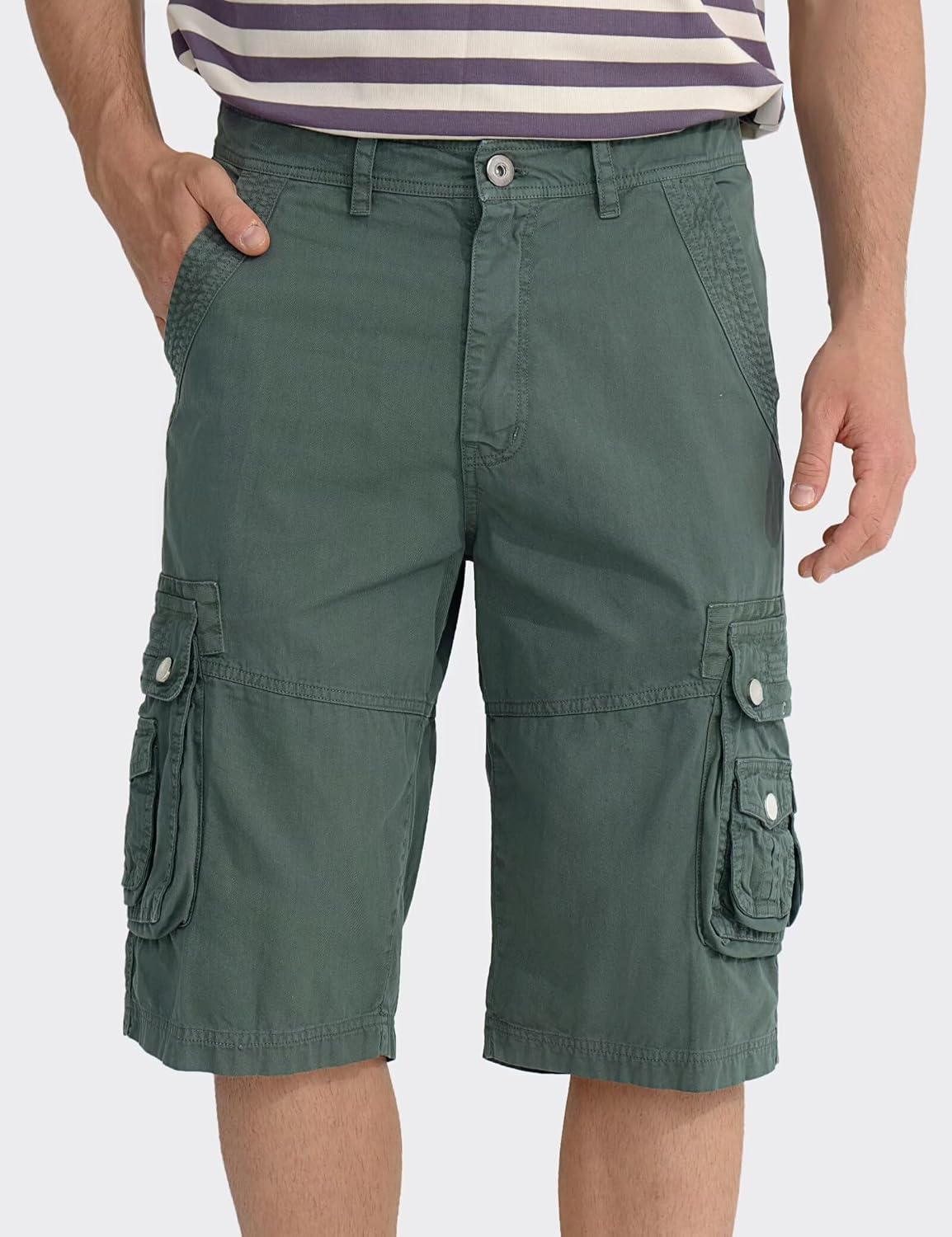 Detalle de BEST SOUTH Men's Capri Long Twill Cargo Shorts: Practical, Comfortable, And Ready For Outdoor Days