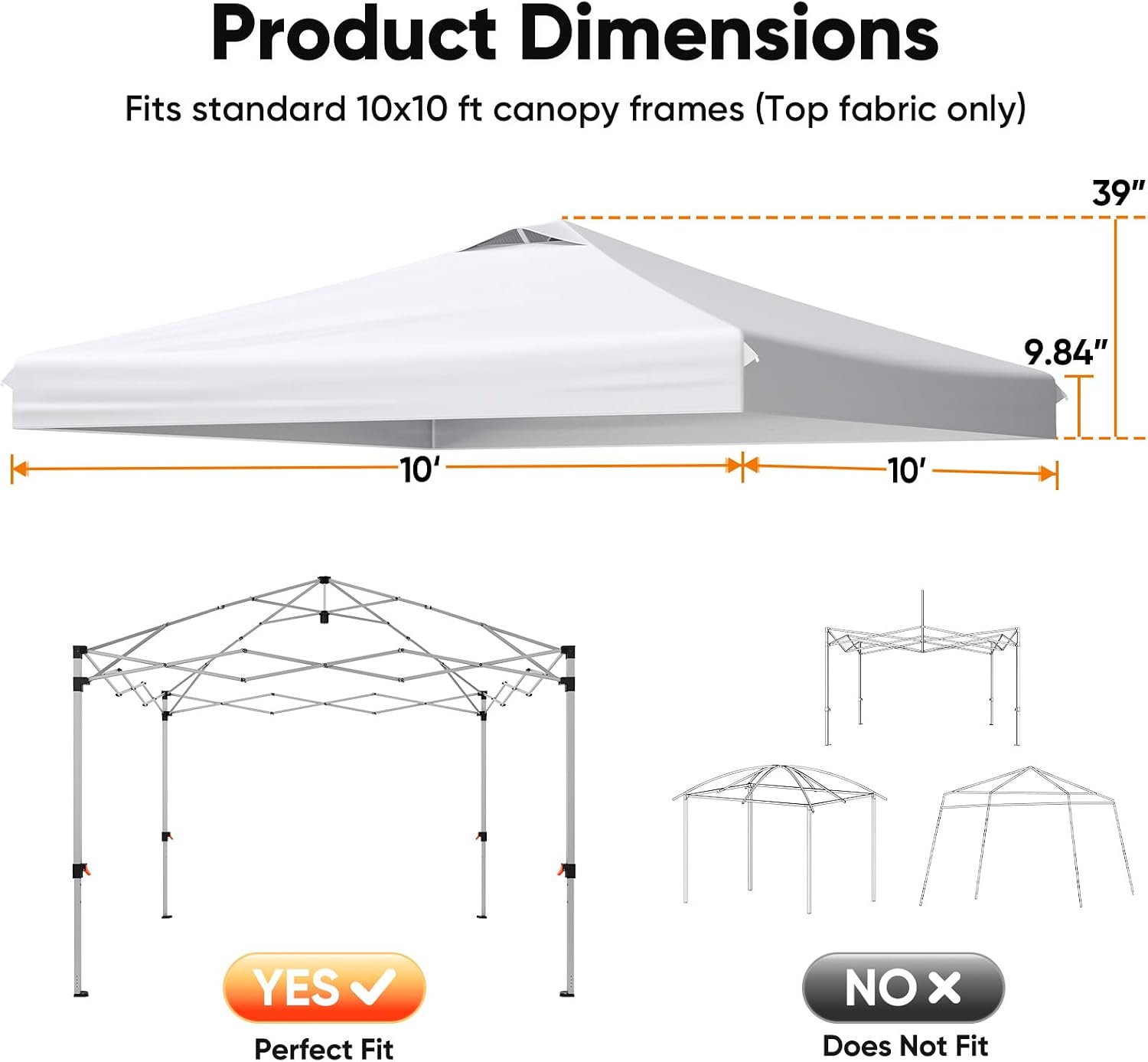 Detalle 2 de Quictent CV1203 10x10 Replacement Canopy Top with Air Vent, UV Protection