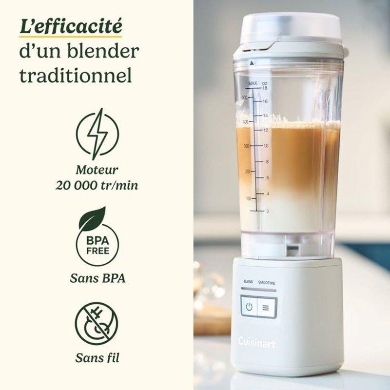 Detalle de Batidora Personal Portátil Cuisinart Blast&Go PBL100E 500 ml: libertad para tus batidos en cualquier lugar