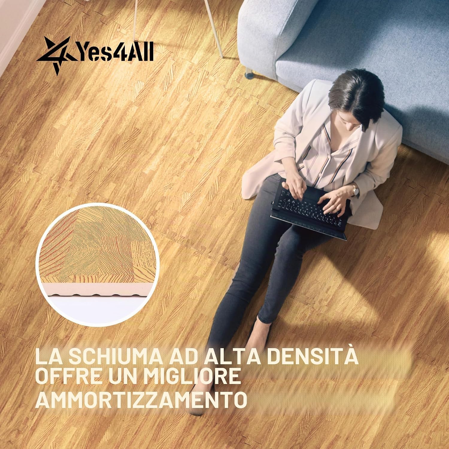 Thumbnail 6 de Yes4All TDV8 Tappeto ad incastro 12SQFT, 1,1 m² – 12 piastrelle in EVA con effetto legno, incastro reversibile