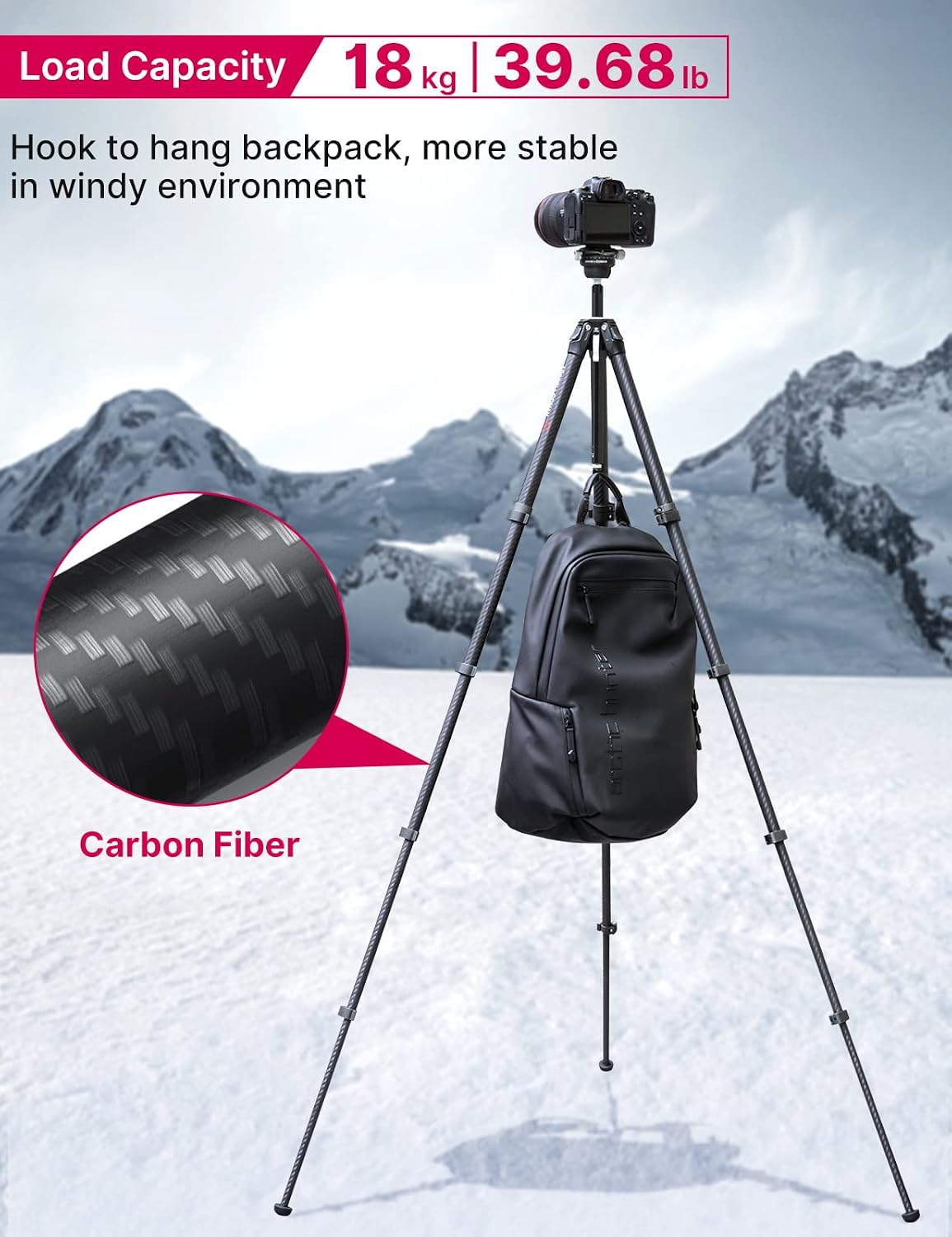 Thumbnail 6 de ULANZI Zero Y Carbon-Faser-Kamerastativ mit 360°-Panoramakugelkopf, Arca Swiss & abnehmbarer Mittelsäule (bis 18 kg)