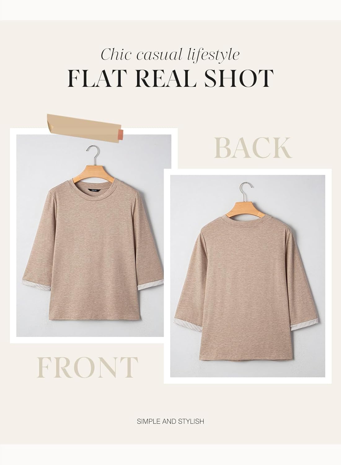Thumbnail 5 de Dokotoo Damen T-Shirt mit 3/4-Ärmeln, Rundhals & entspannter Passform (S–XXL)