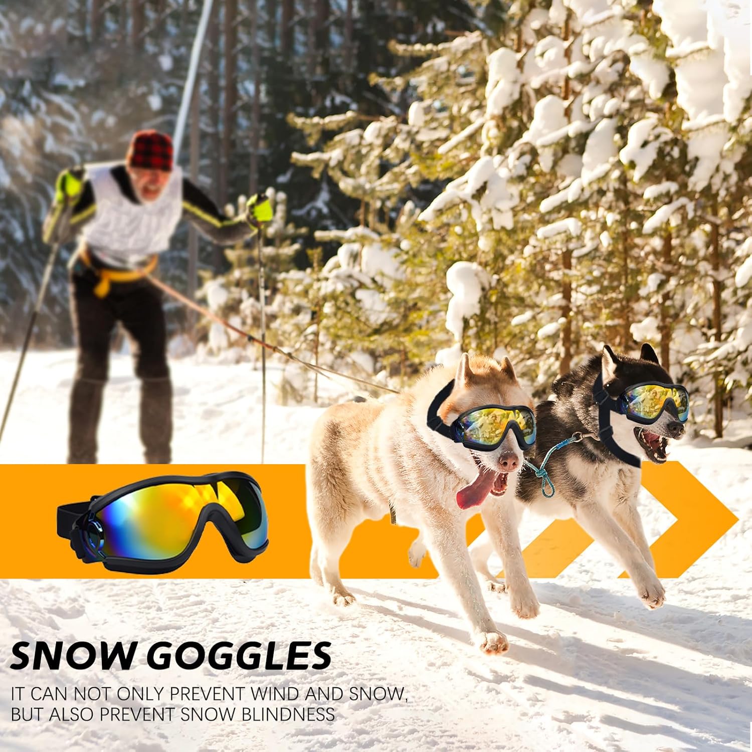 Thumbnail 6 de Dwafill Schutzbrille für Hunde – einstellbare wasserdichte UV-Schutz-Brille (Black/Rote)