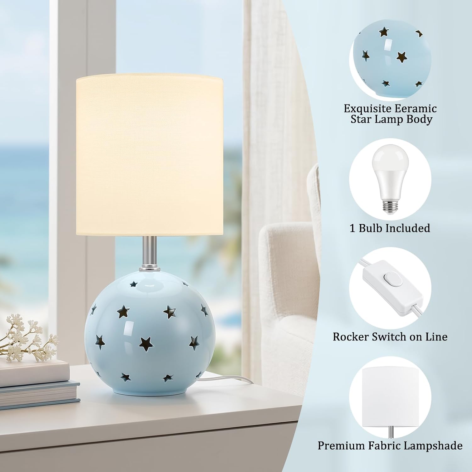 Thumbnail 6 de GyroVu G-1TL-230 Blue Ceramic Table Lamp, 14-Inch, Adjustable Colour Temperature