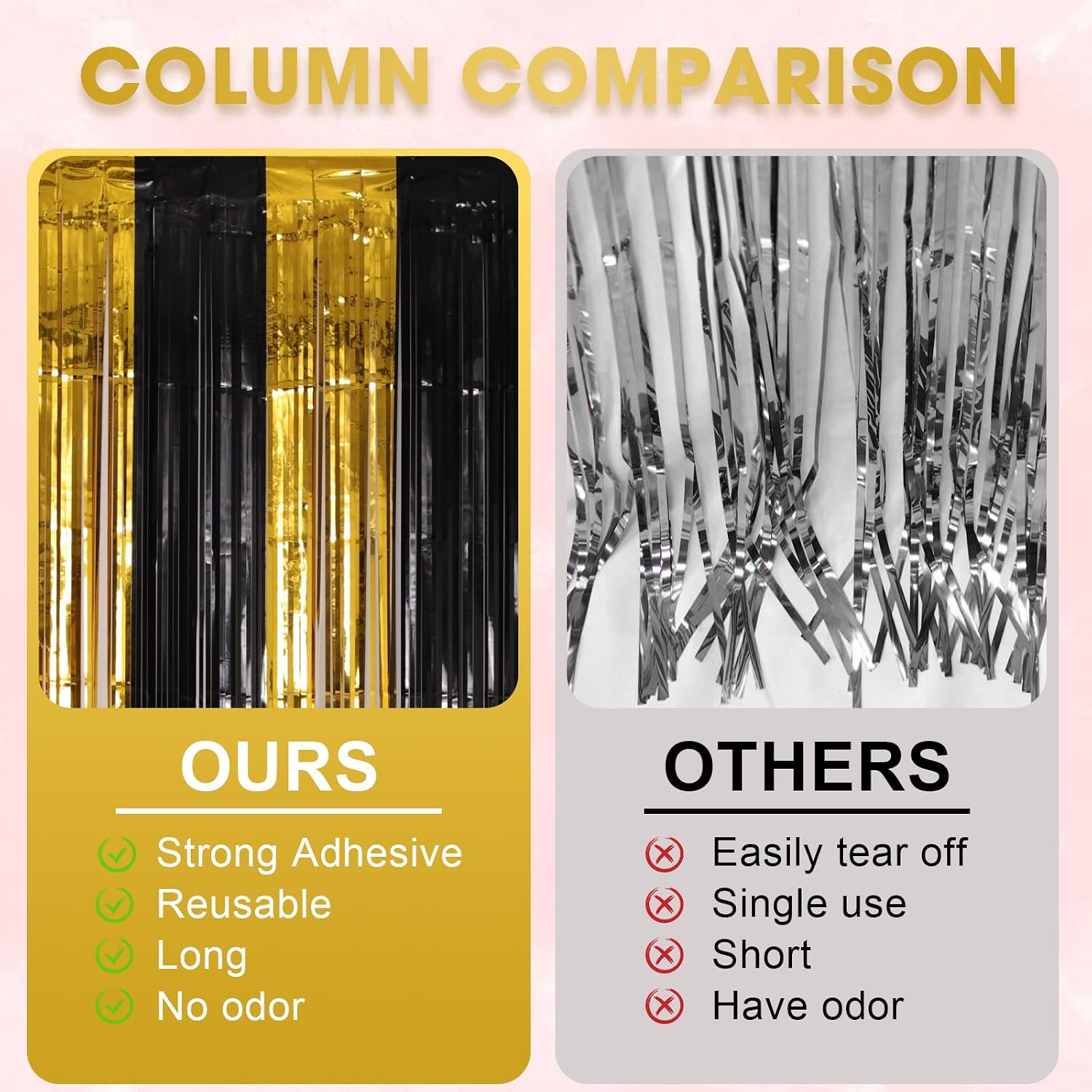 Thumbnail 4 de 3 Pack Voircoloria 3.3x8.2 ft Foil Fringe Backdrop 🎉