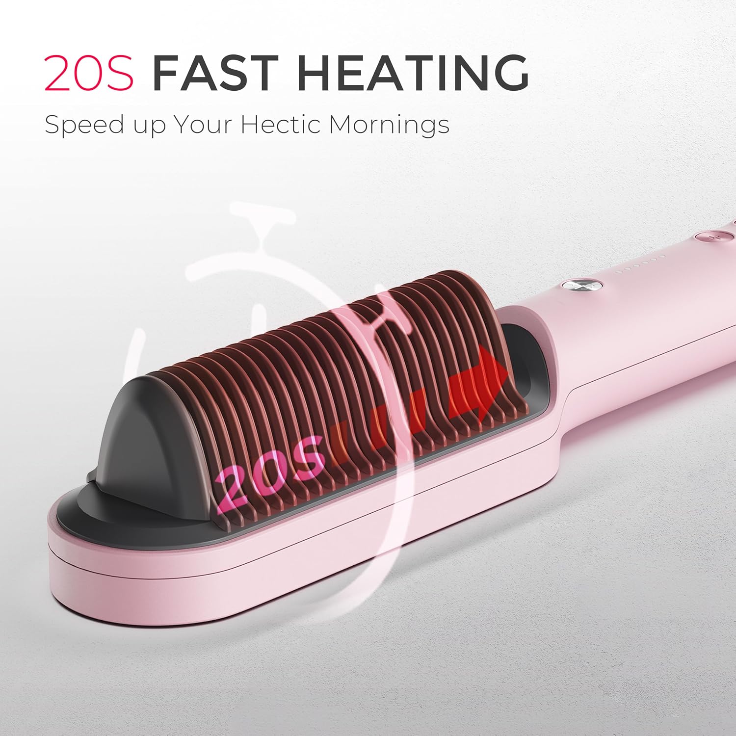 Detalle de TYMO HC100R Hair Straightener Brush, 5 Heat Settings, Dual Voltage