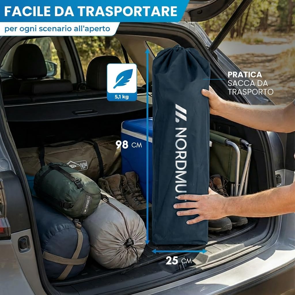 Thumbnail 6 de NORDMUT Sedia da campeggio pieghevole leggera con portabicchieri e borsa frigo – Blu navy