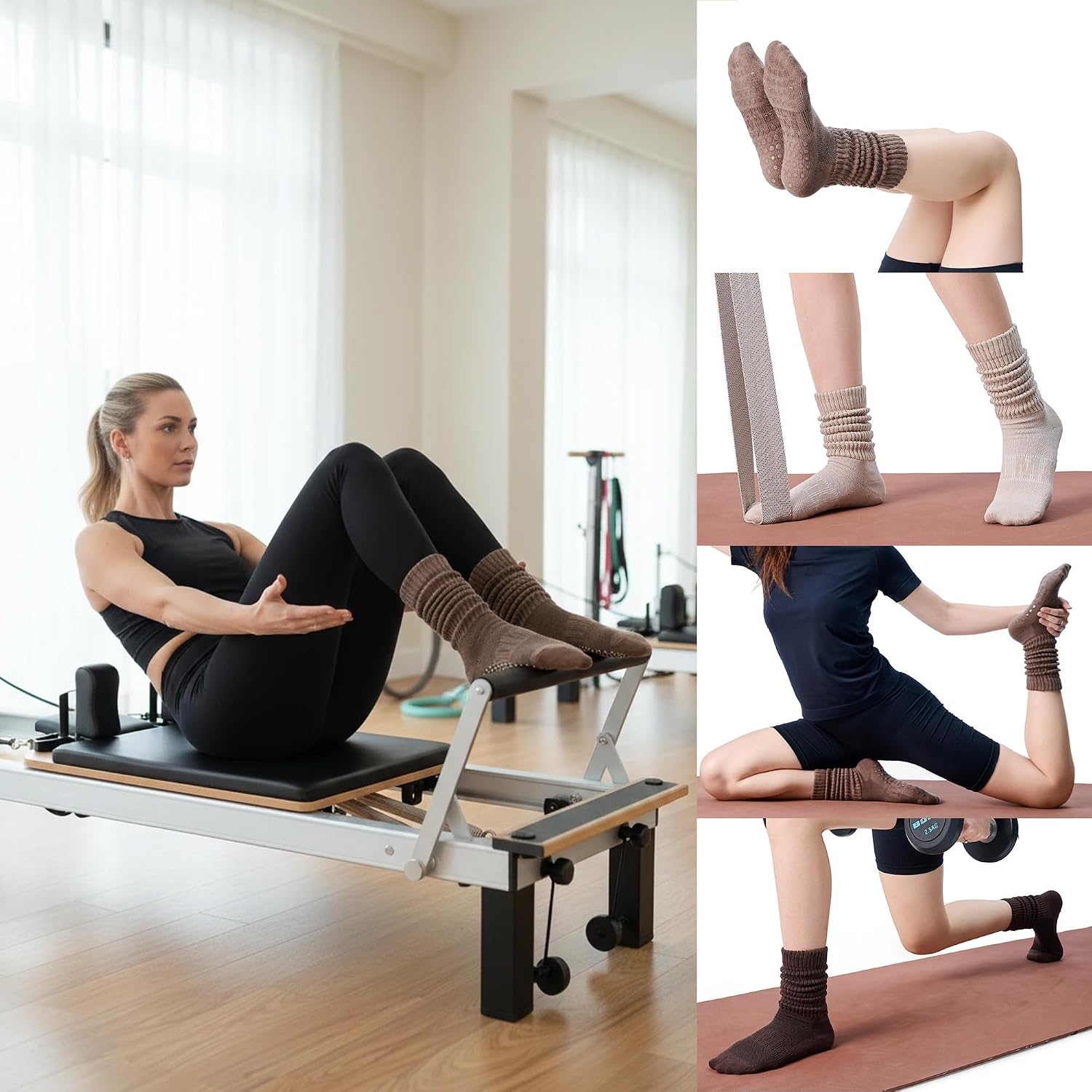 Thumbnail 5 de CoolMate Pilates Socks with Grips Non-Slip Crew