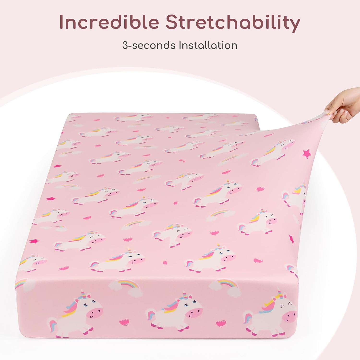 Detalle de Yukkidds Cot Sheets 120x60 Fitted Cotbed Sheet – 2 Pack, Pink Unicorn Microfibre