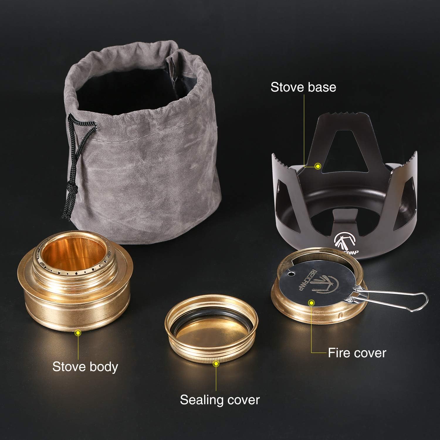 Thumbnail 1 de REDCAMP Mini Spirit Burner – Brass Alcohol Stove (Black)