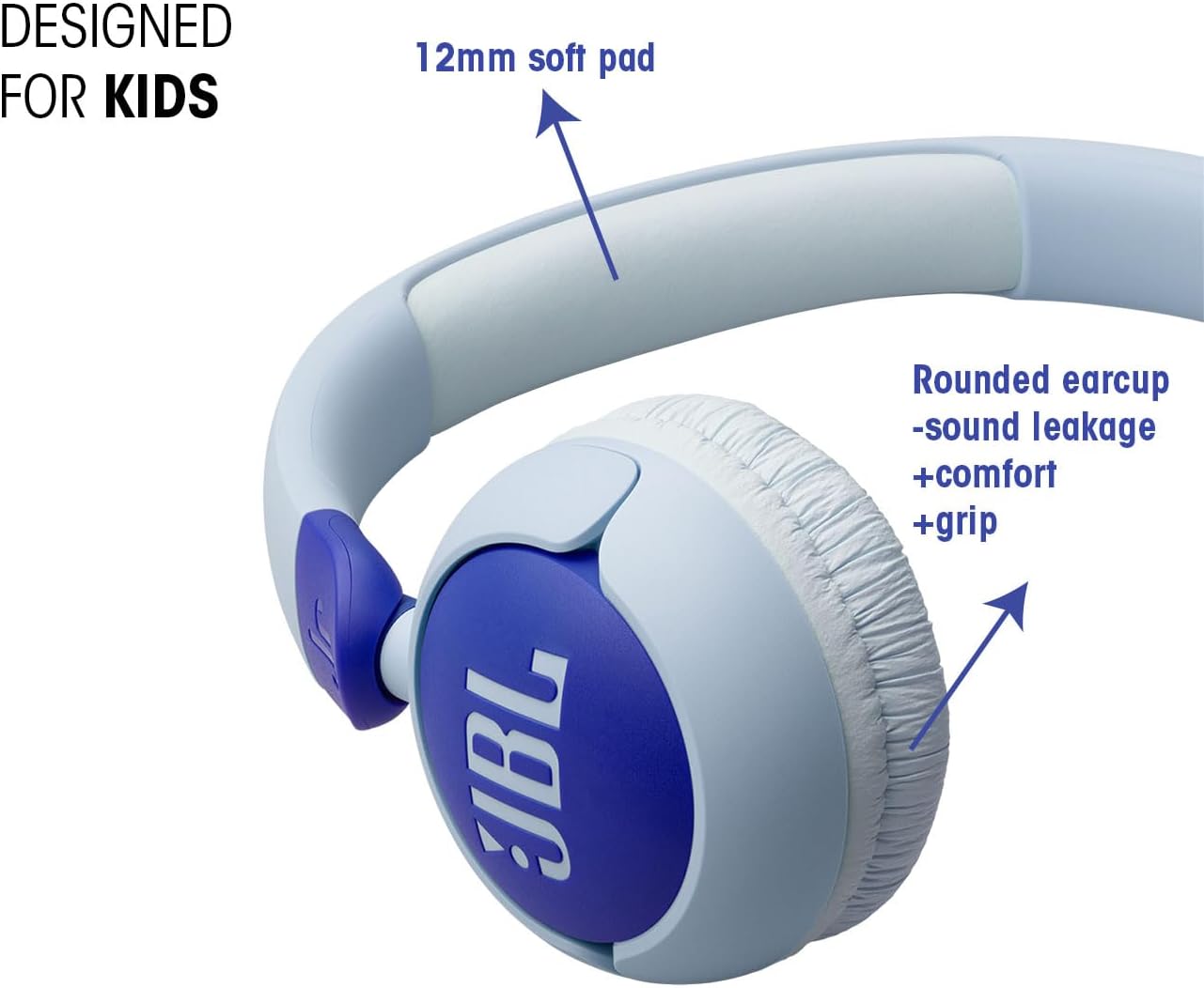 Detalle de JBL Junior 320: Wired On-Ear Headphones for Kids with Built-In Mic and Safe Sound
