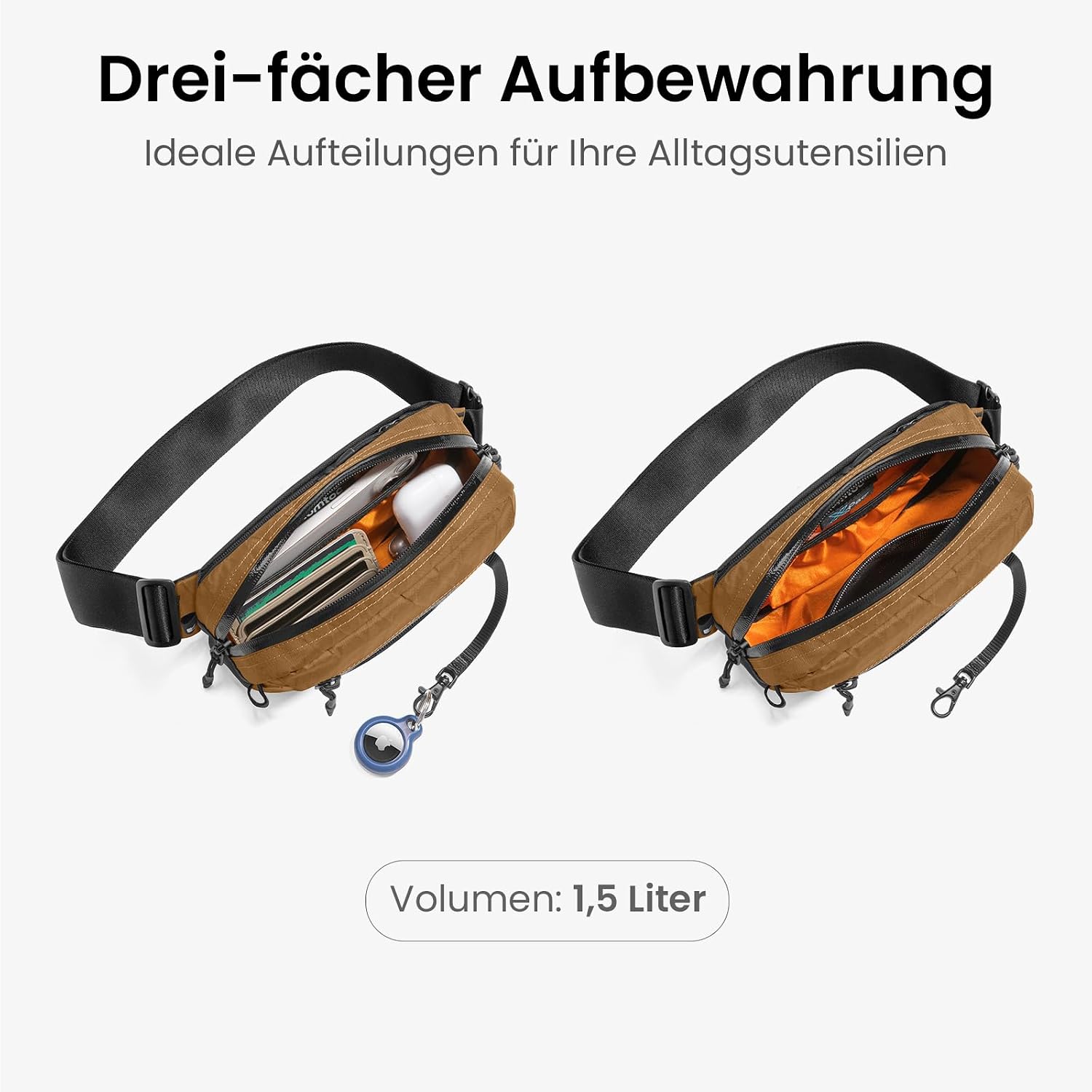 Detalle 2 de tomtoc X-Pac Bauchtasche: RFID-Schutz, 1,5 Liter, vielseitig tragbar